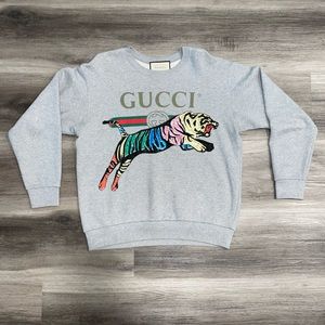 Gucci Vintage Logo Embroidered Tiger Print Crewneck